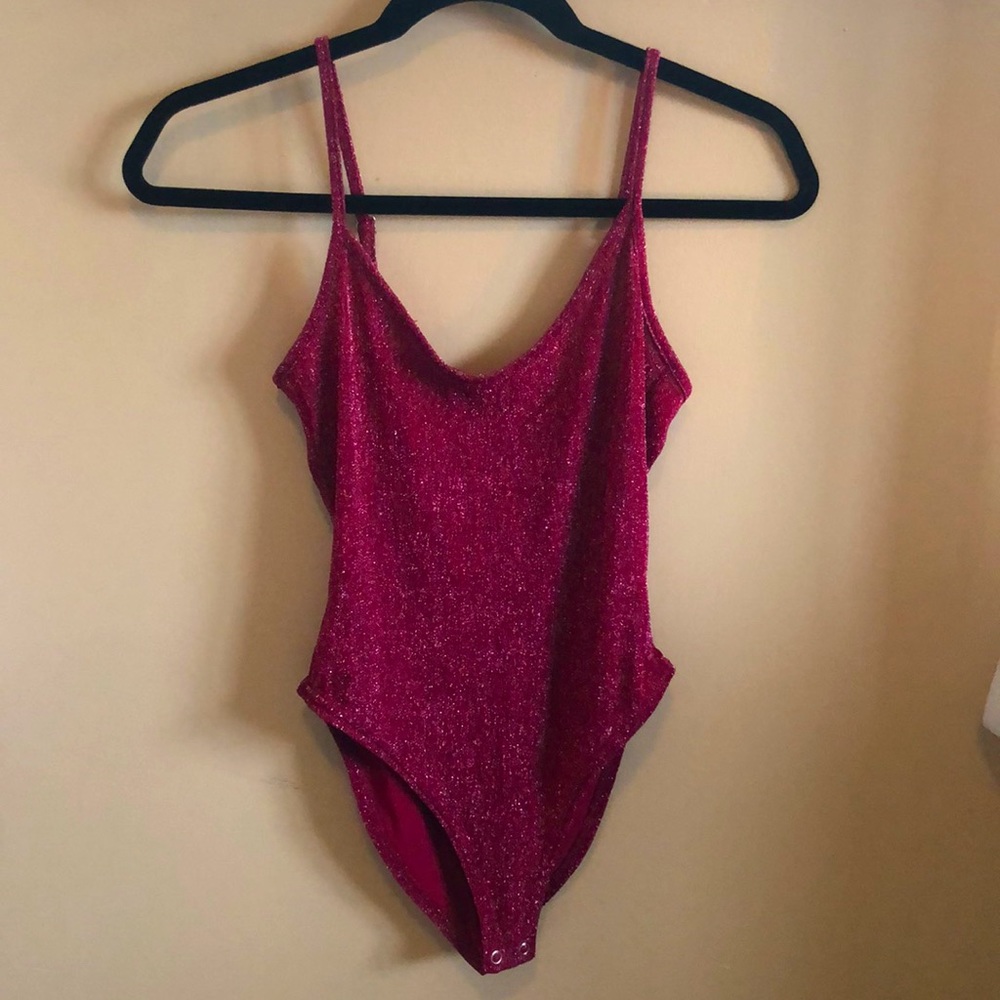 Forever 21 Red Shimmer Bodysuit